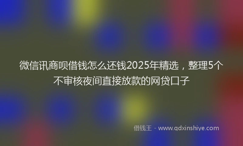 微信讯商呗借钱怎么还钱2025年精选，整理5个不审核夜间直接放款的网贷口子