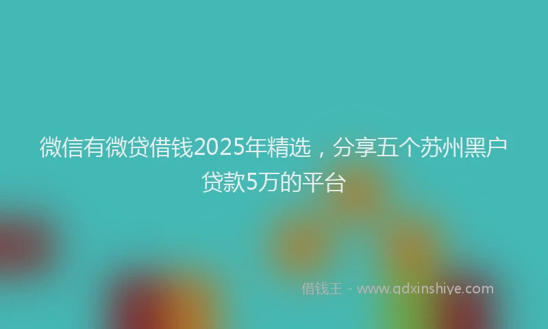微信有微贷借钱2025年精选，分享五个苏州黑户贷款5万的平台