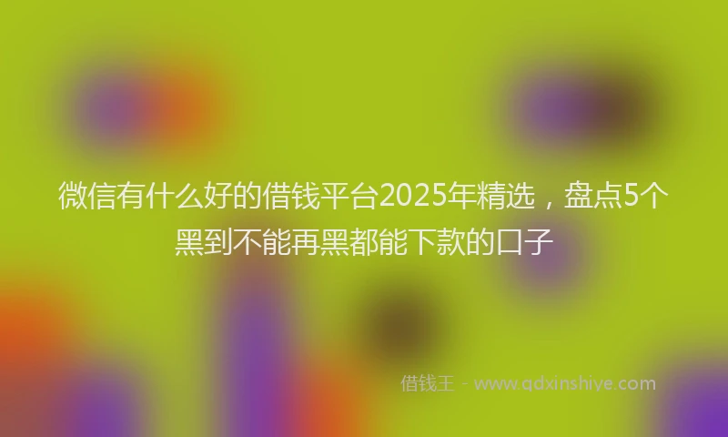 微信有什么好的借钱平台2025年精选，盘点5个黑到不能再黑都能下款的口子