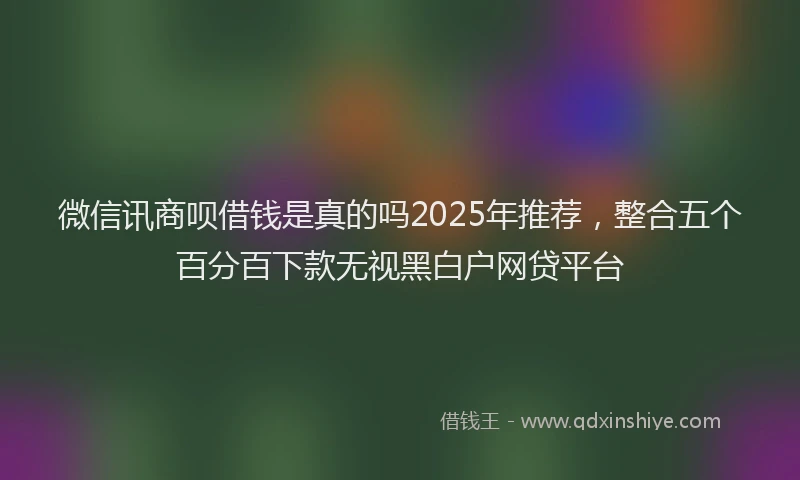 微信讯商呗借钱是真的吗2025年推荐，整合五个百分百下款无视黑白户网贷平台