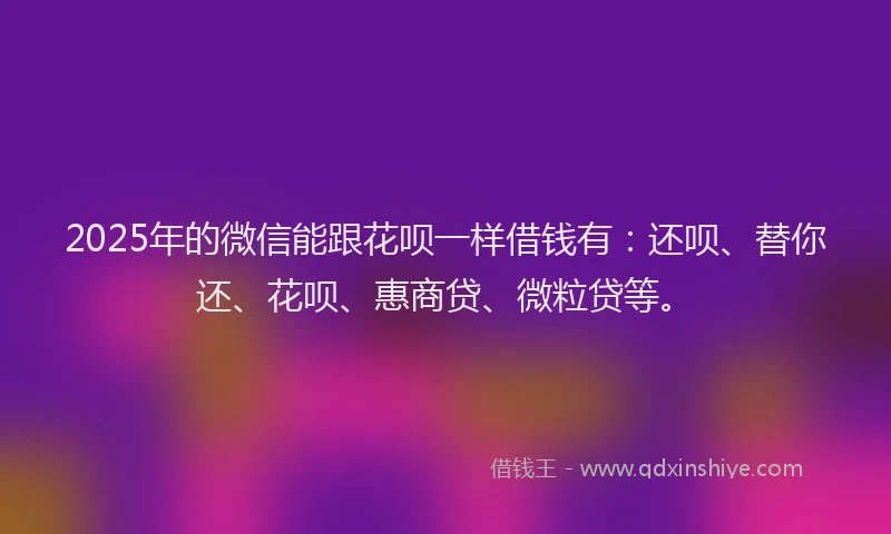 2025年的微信能跟花呗一样借钱有：还呗、替你还、花呗、惠商贷、微粒贷等。