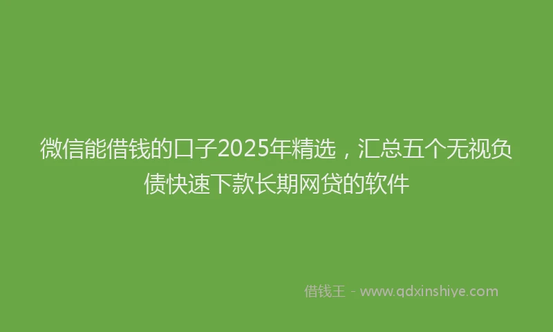微信能借钱的口子2025年精选，汇总五个无视负债快速下款长期网贷的软件