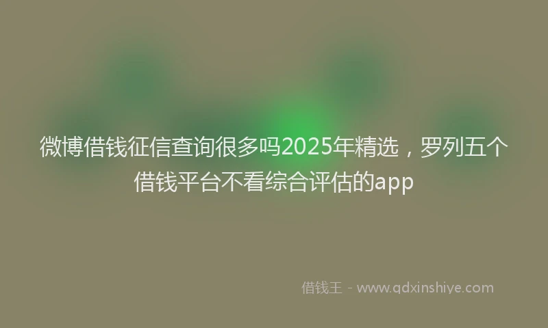 微博借钱征信查询很多吗2025年精选，罗列五个借钱平台不看综合评估的app