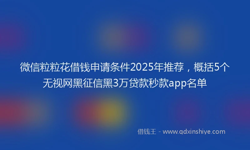 微信粒粒花借钱申请条件2025年推荐，概括5个无视网黑征信黑3万贷款秒款app名单