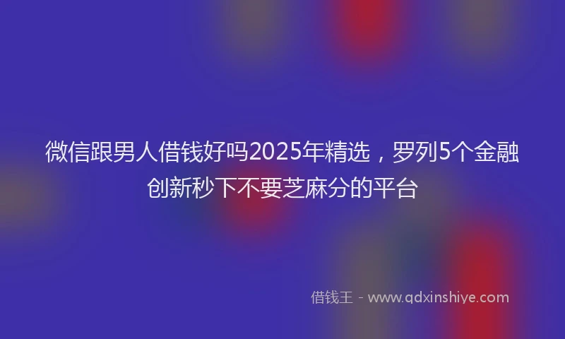 微信跟男人借钱好吗2025年精选，罗列5个金融创新秒下不要芝麻分的平台