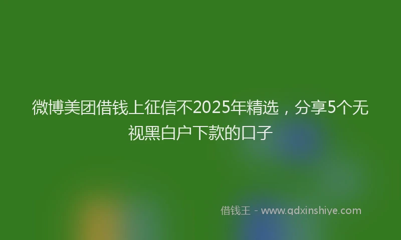 微博美团借钱上征信不2025年精选，分享5个无视黑白户下款的口子