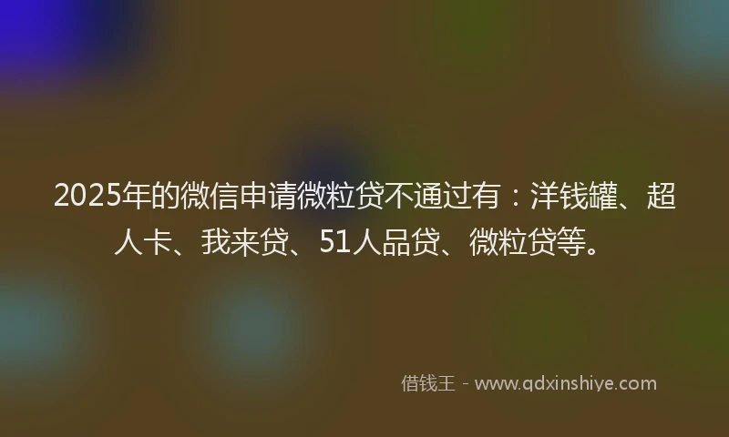 2025年的微信申请微粒贷不通过有：洋钱罐、超人卡、我来贷、51人品贷、微粒贷等。