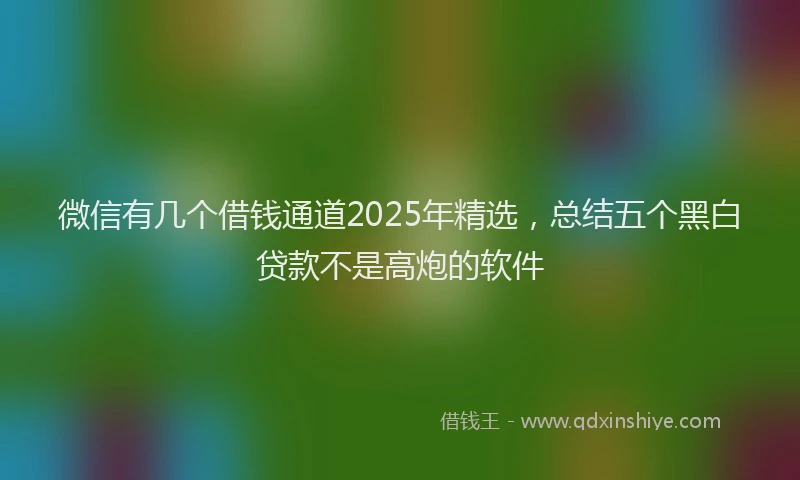 微信有几个借钱通道2025年精选，总结五个黑白贷款不是高炮的软件