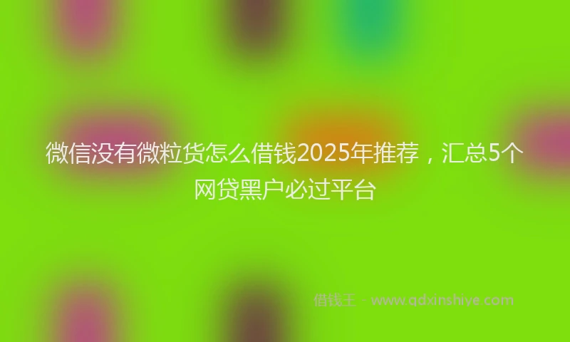 微信没有微粒货怎么借钱2025年推荐，汇总5个网贷黑户必过平台