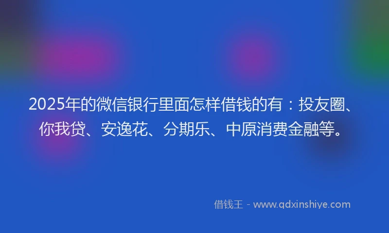 2025年的微信银行里面怎样借钱的有：投友圈、你我贷、安逸花、分期乐、中原消费金融等。