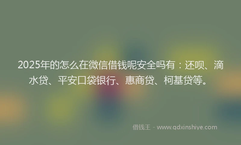 2025年的怎么在微信借钱呢安全吗有：还呗、滴水贷、平安口袋银行、惠商贷、柯基贷等。
