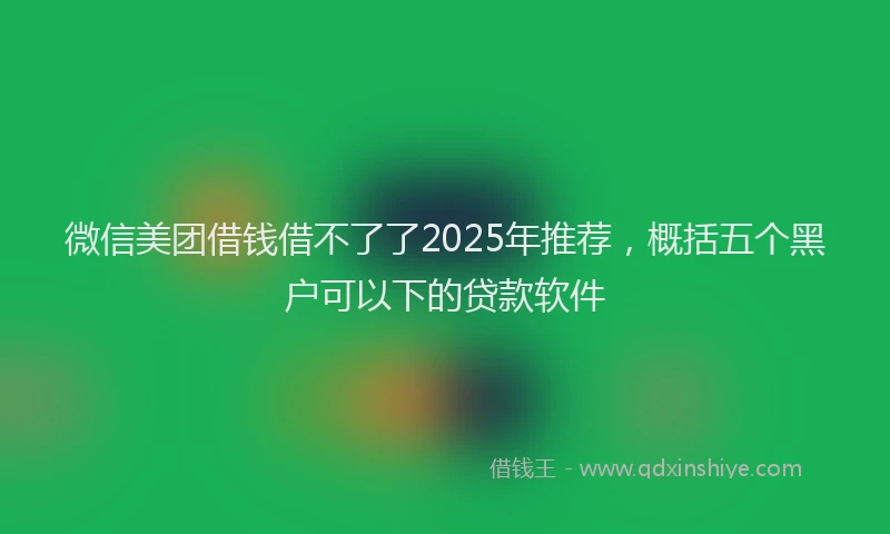 微信美团借钱借不了了2025年推荐，概括五个黑户可以下的贷款软件