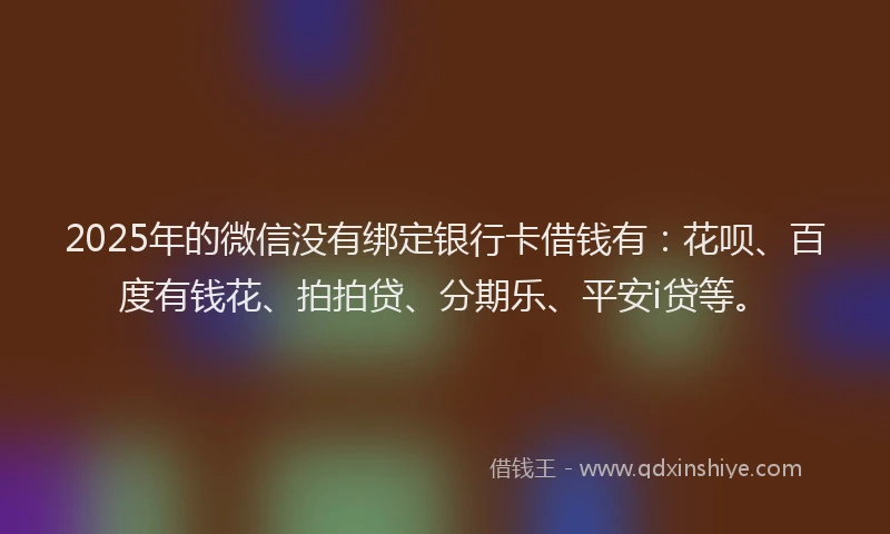 2025年的微信没有绑定银行卡借钱有：花呗、百度有钱花、拍拍贷、分期乐、平安i贷等。