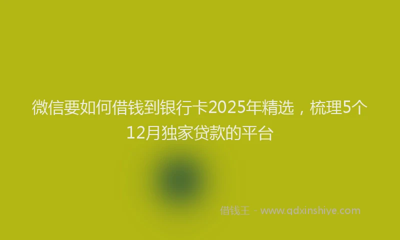 微信要如何借钱到银行卡2025年精选，梳理5个12月独家贷款的平台