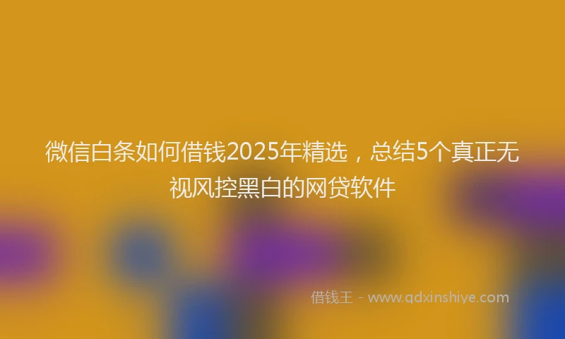 微信白条如何借钱2025年精选，总结5个真正无视风控黑白的网贷软件