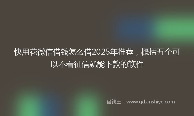 快用花微信借钱怎么借2025年推荐，概括五个可以不看征信就能下款的软件