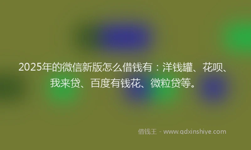 2025年的微信新版怎么借钱有：洋钱罐、花呗、我来贷、百度有钱花、微粒贷等。