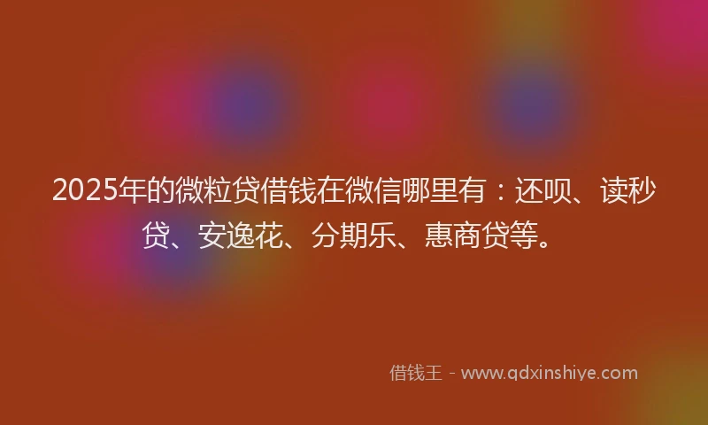 2025年的微粒贷借钱在微信哪里有：还呗、读秒贷、安逸花、分期乐、惠商贷等。