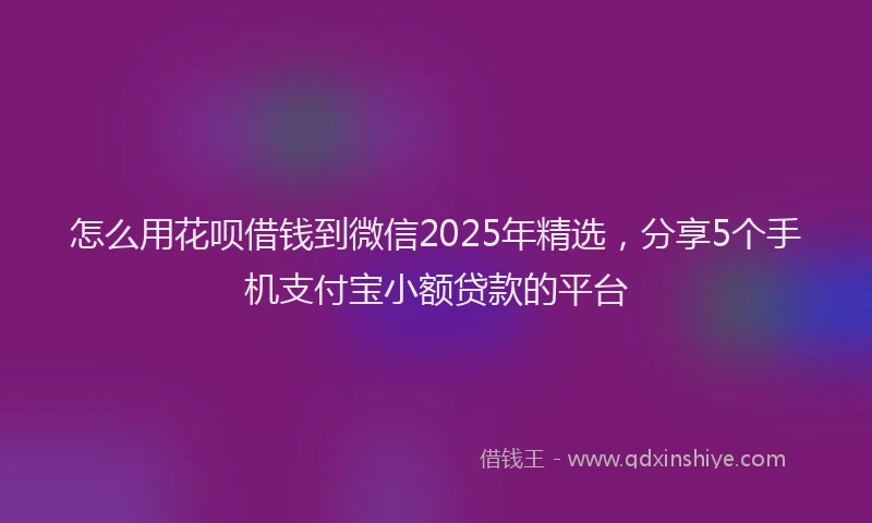 怎么用花呗借钱到微信2025年精选，分享5个手机支付宝小额贷款的平台