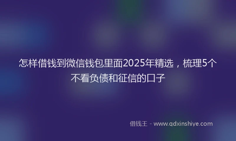 怎样借钱到微信钱包里面2025年精选，梳理5个不看负债和征信的口子