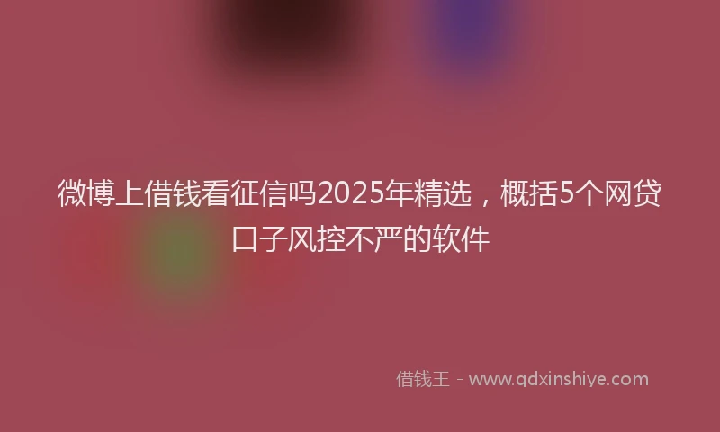 微博上借钱看征信吗2025年精选，概括5个网贷口子风控不严的软件