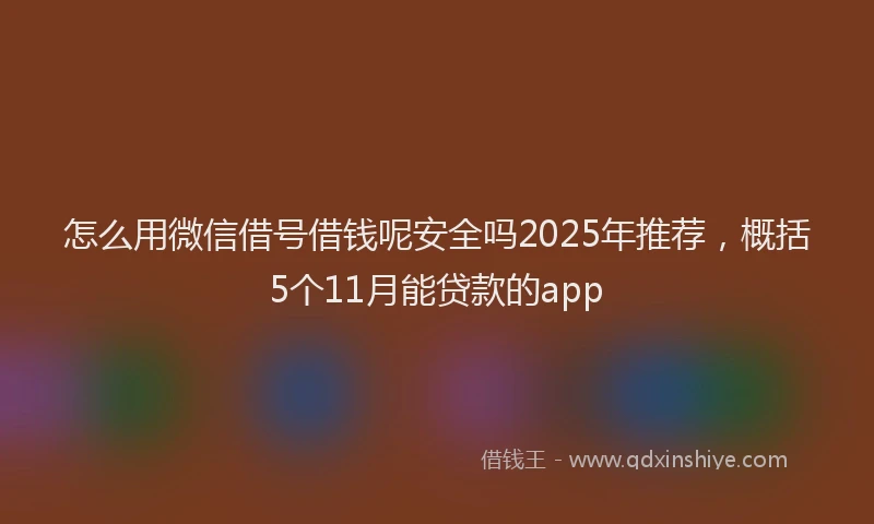 怎么用微信借号借钱呢安全吗2025年推荐，概括5个11月能贷款的app