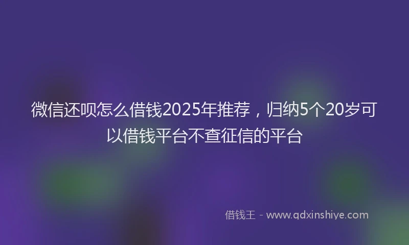 微信还呗怎么借钱2025年推荐，归纳5个20岁可以借钱平台不查征信的平台
