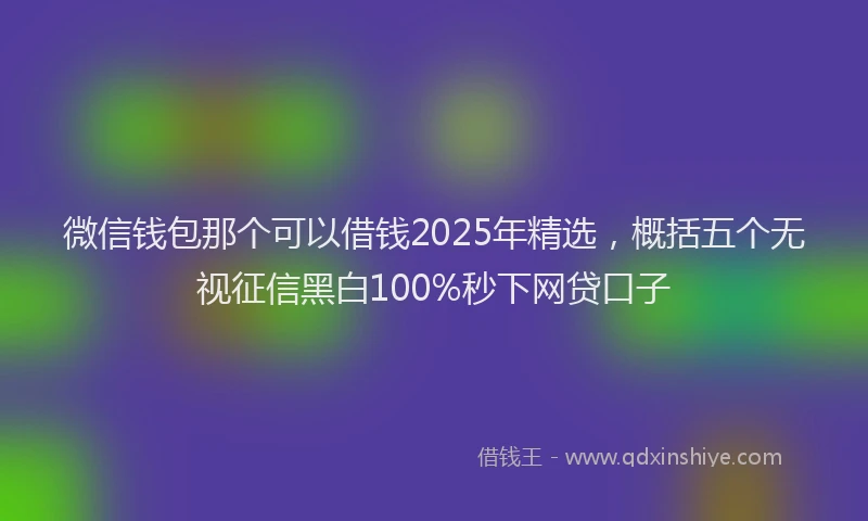 微信钱包那个可以借钱2025年精选，概括五个无视征信黑白100%秒下网贷口子