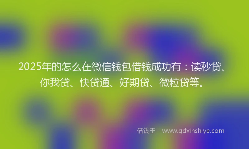 2025年的怎么在微信钱包借钱成功有：读秒贷、你我贷、快贷通、好期贷、微粒贷等。