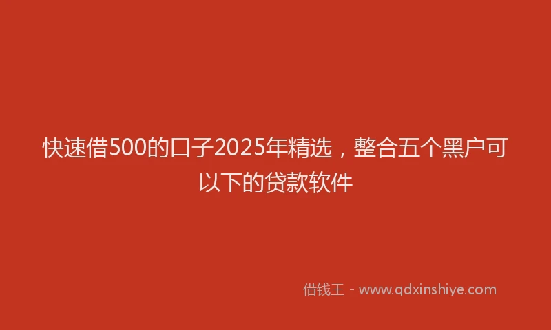 快速借500的口子2025年精选，整合五个黑户可以下的贷款软件