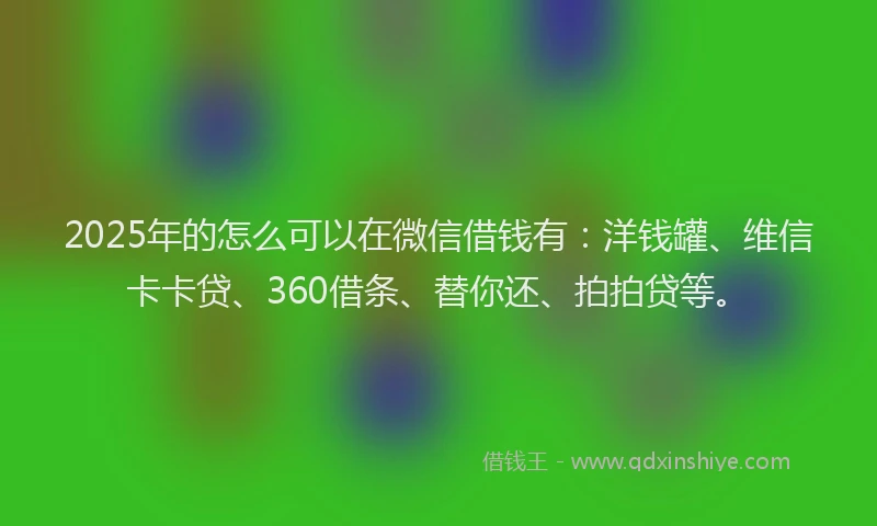 2025年的怎么可以在微信借钱有：洋钱罐、维信卡卡贷、360借条、替你还、拍拍贷等。