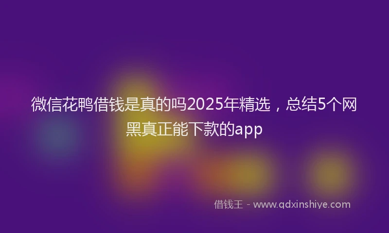 微信花鸭借钱是真的吗2025年精选，总结5个网黑真正能下款的app