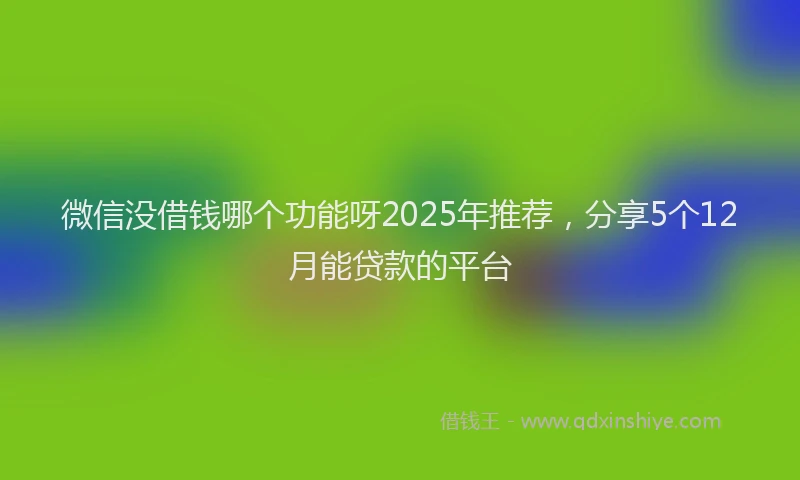 微信没借钱哪个功能呀2025年推荐，分享5个12月能贷款的平台