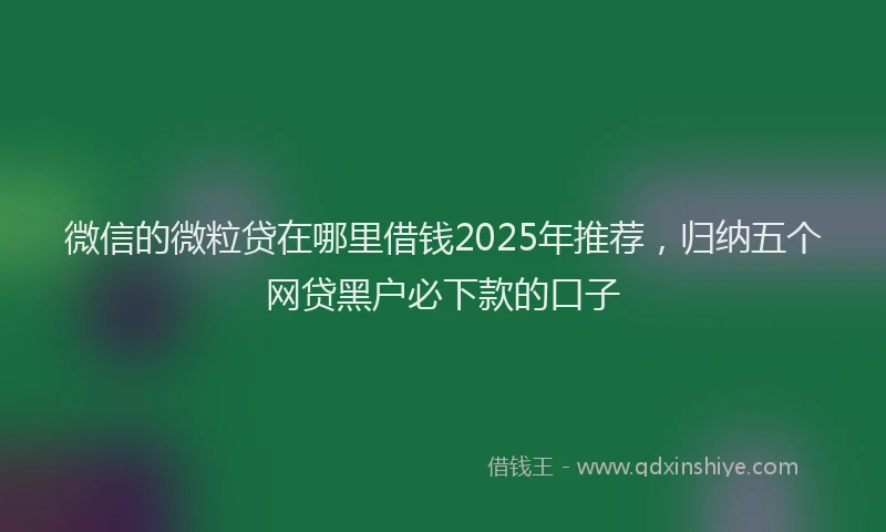微信的微粒贷在哪里借钱2025年推荐，归纳五个网贷黑户必下款的口子