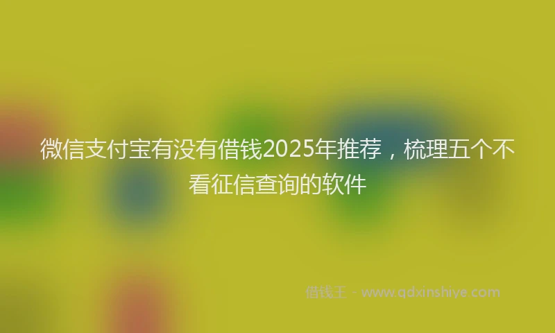 微信支付宝有没有借钱2025年推荐，梳理五个不看征信查询的软件