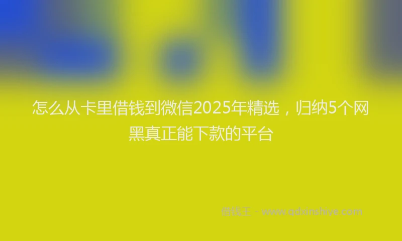 怎么从卡里借钱到微信2025年精选，归纳5个网黑真正能下款的平台