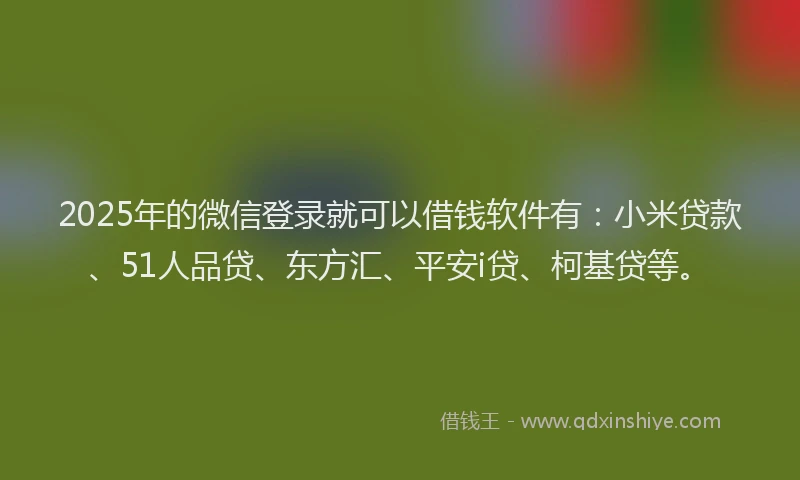 2025年的微信登录就可以借钱软件有：小米贷款、51人品贷、东方汇、平安i贷、柯基贷等。