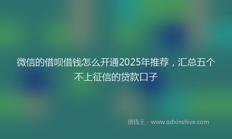微信的借呗借钱怎么开通2025年推荐，汇总五个不上征信的贷款口子