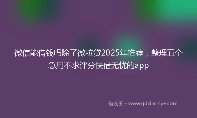 微信能借钱吗除了微粒贷2025年推荐，整理五个急用不求评分快借无忧的app