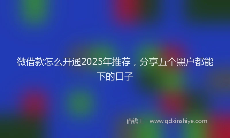 微借款怎么开通2025年推荐，分享五个黑户都能下的口子