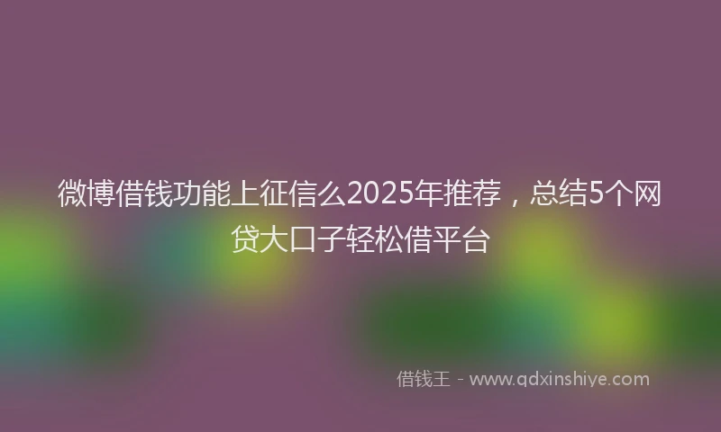 微博借钱功能上征信么2025年推荐，总结5个网贷大口子轻松借平台