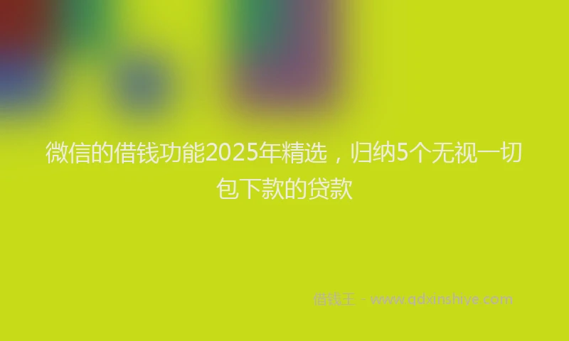 微信的借钱功能2025年精选，归纳5个无视一切包下款的贷款