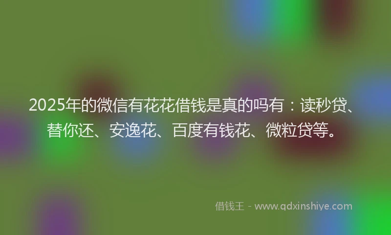 2025年的微信有花花借钱是真的吗有：读秒贷、替你还、安逸花、百度有钱花、微粒贷等。