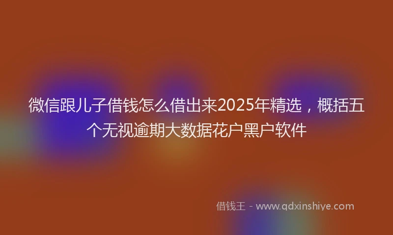 微信跟儿子借钱怎么借出来2025年精选，概括五个无视逾期大数据花户黑户软件