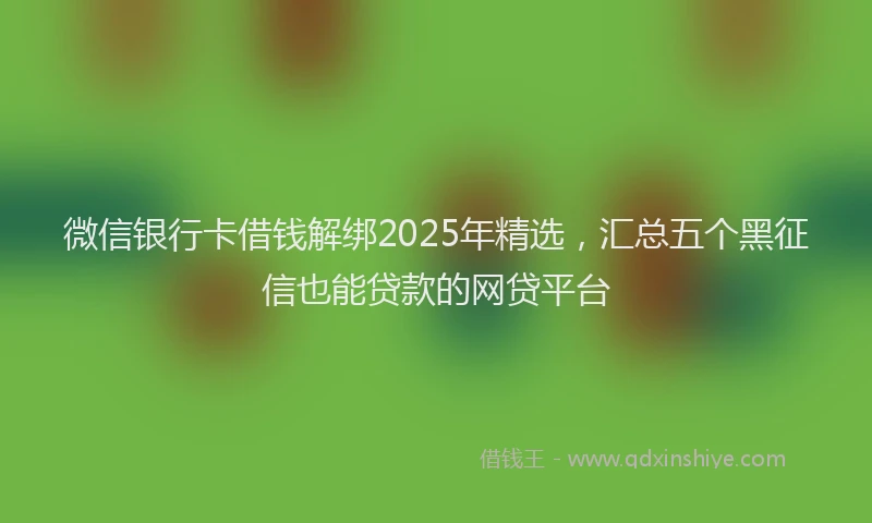 微信银行卡借钱解绑2025年精选，汇总五个黑征信也能贷款的网贷平台