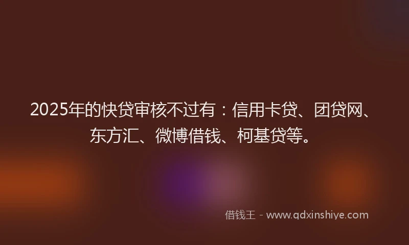2025年的快贷审核不过有：信用卡贷、团贷网、东方汇、微博借钱、柯基贷等。
