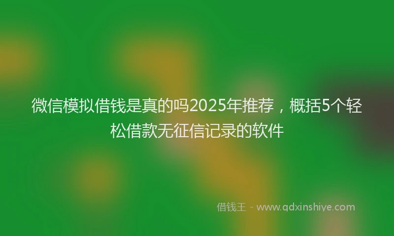 微信模拟借钱是真的吗2025年推荐，概括5个轻松借款无征信记录的软件