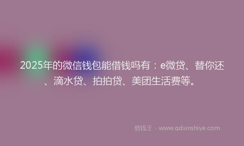 2025年的微信钱包能借钱吗有：e微贷、替你还、滴水贷、拍拍贷、美团生活费等。