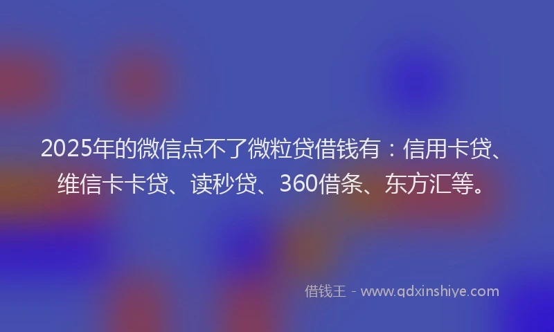 2025年的微信点不了微粒贷借钱有：信用卡贷、维信卡卡贷、读秒贷、360借条、东方汇等。
