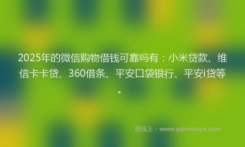 2025年的微信购物借钱可靠吗有：小米贷款、维信卡卡贷、360借条、平安口袋银行、平安i贷等。